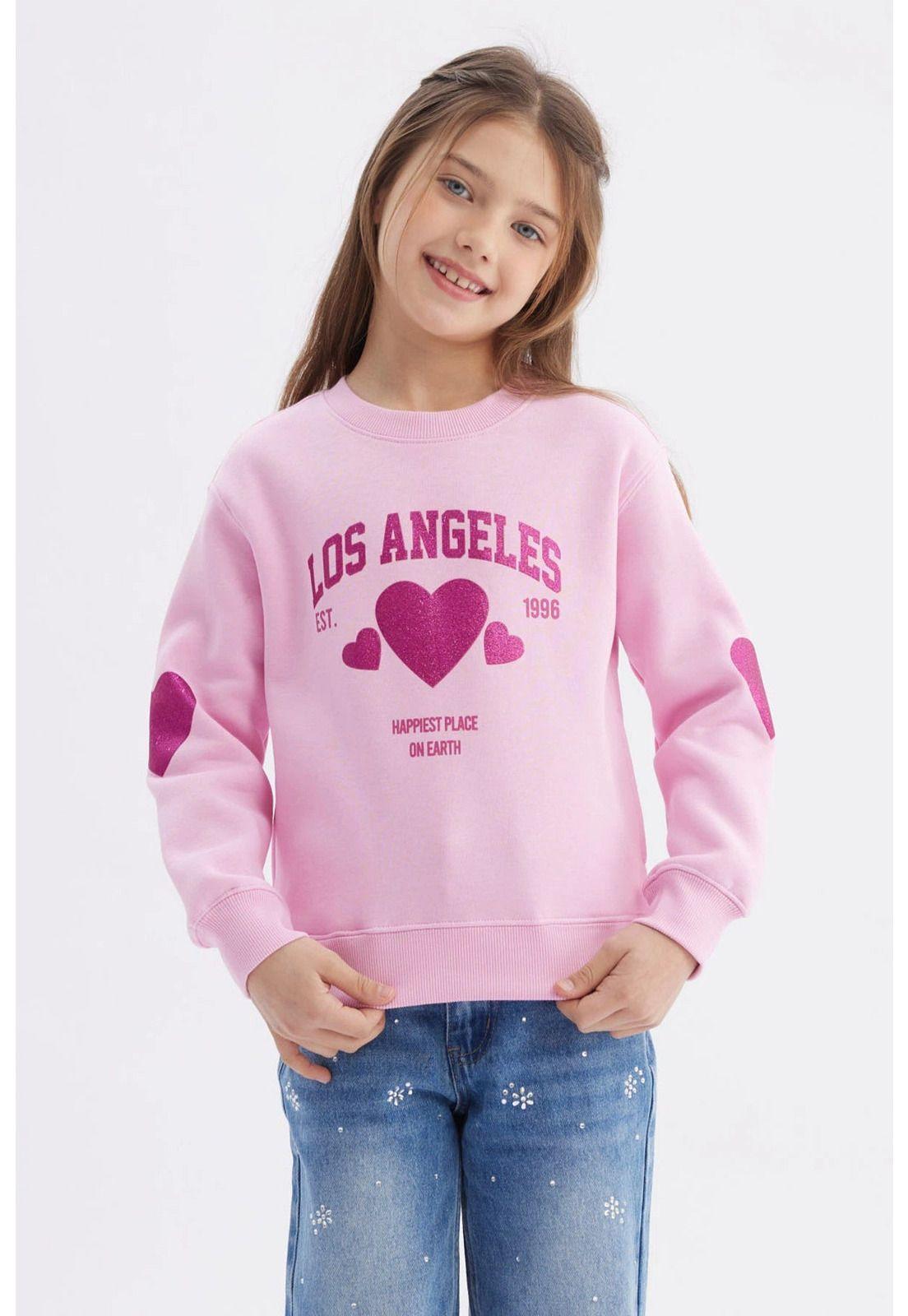 Polerón Niña Corazones Rosado-0