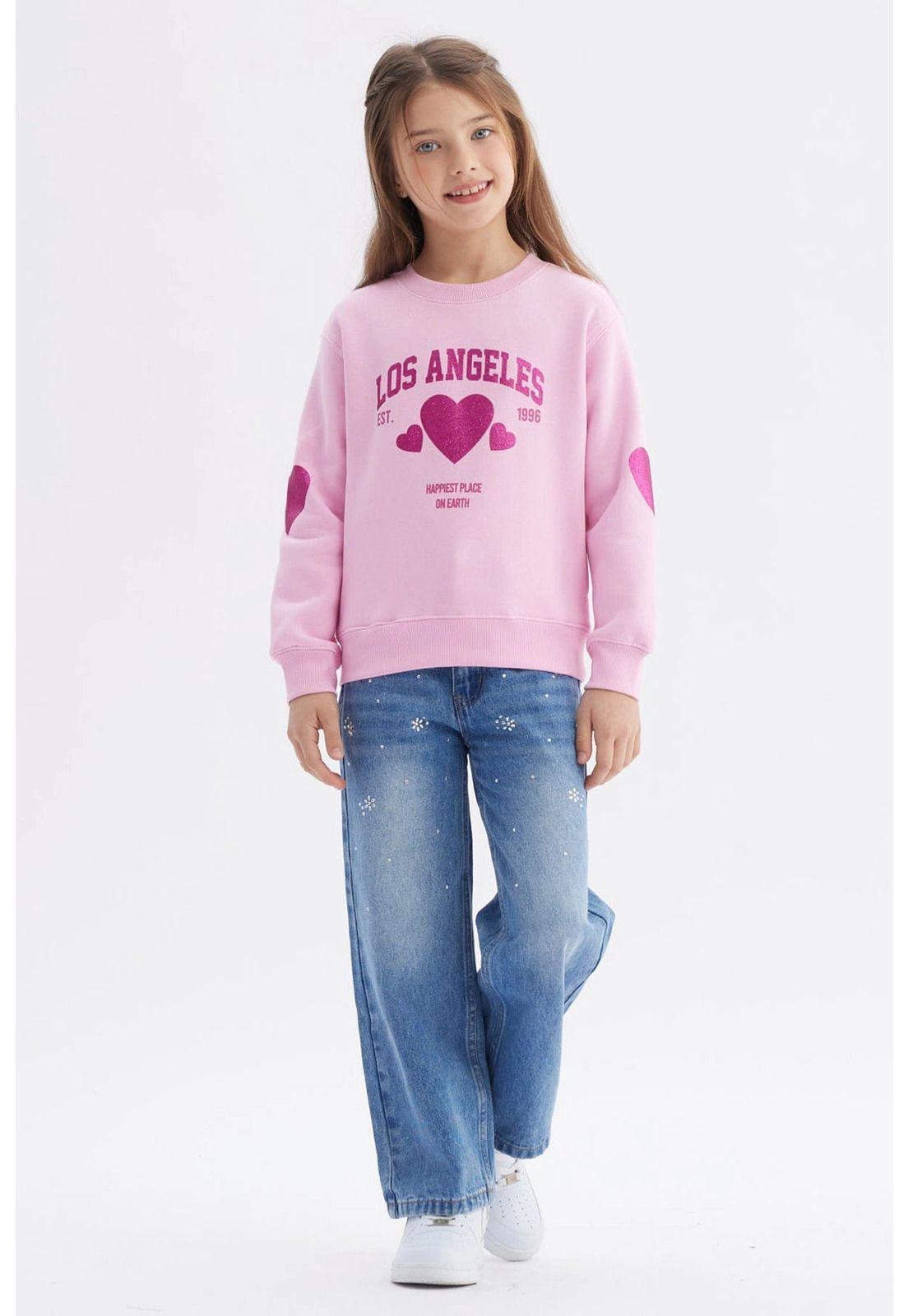 Polerón Niña Corazones Rosado-3