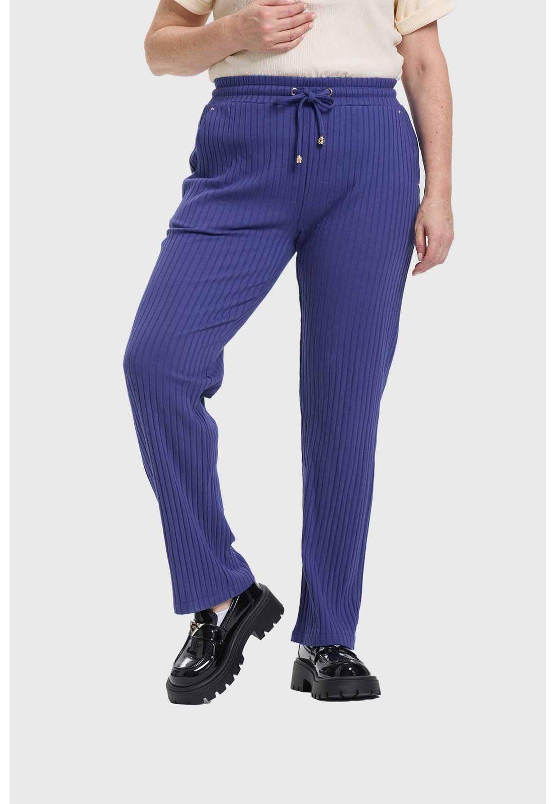Pantalón Buzo Mujer Con Cordones Azul-1