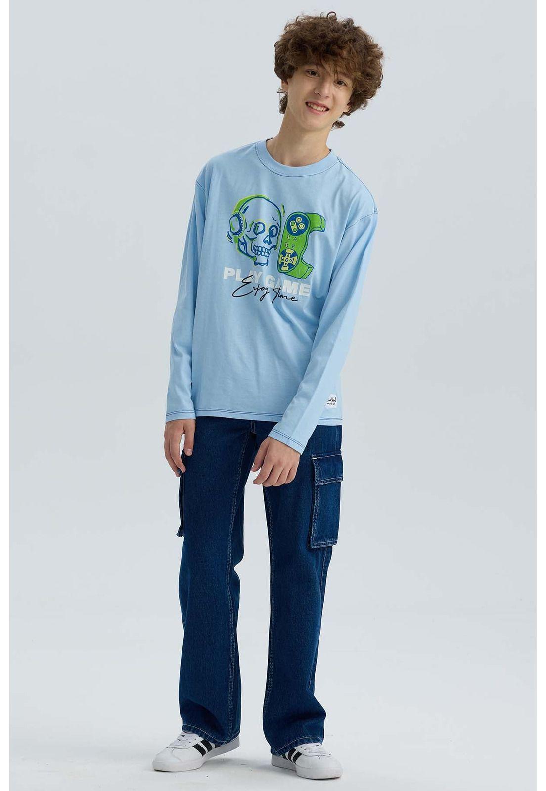 Polera Niño Print Celeste-3