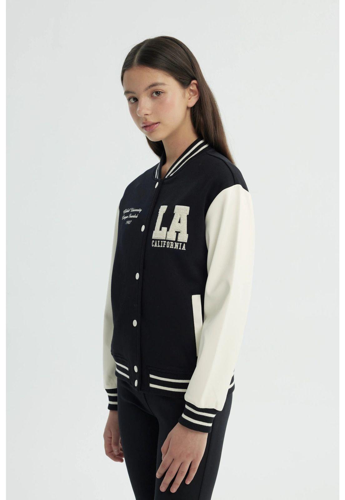 Chaqueta Niña Oversize Negro - ll-1