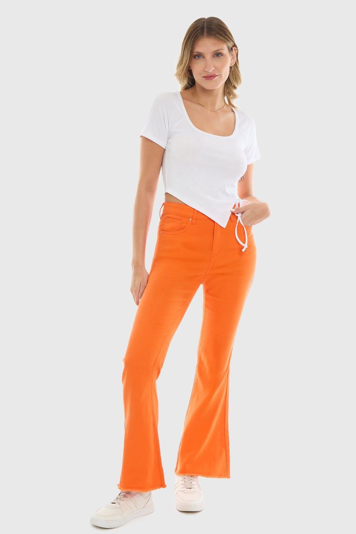 Jeans Mujer Flare Monse Naranjo-4