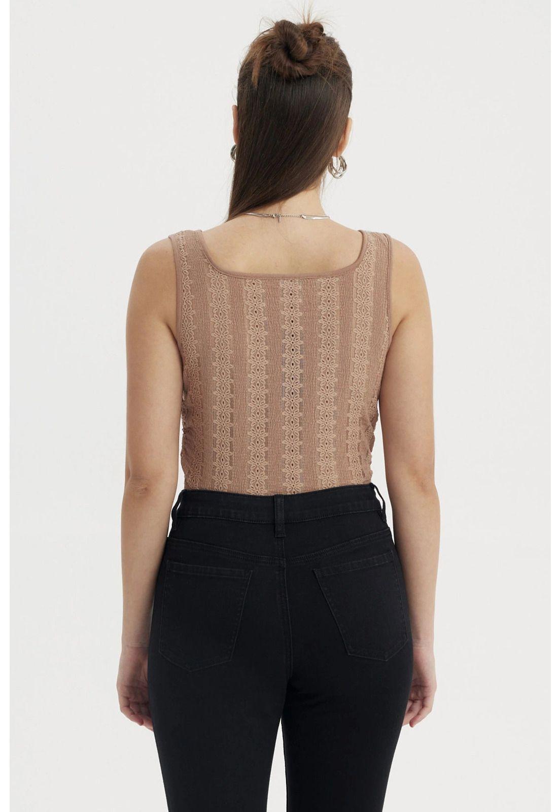 Polera Mujer Textura Café-2