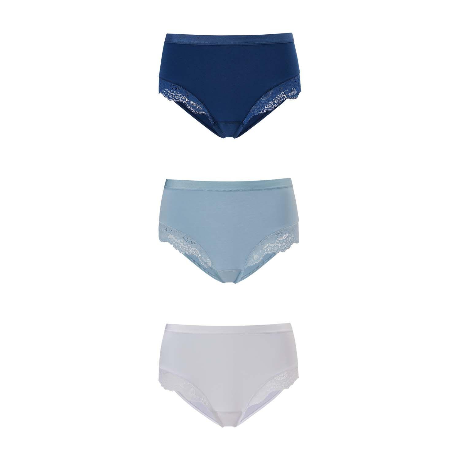 Calzón Mujer Tripack Detalle Encaje Azul Fashion's Park-0