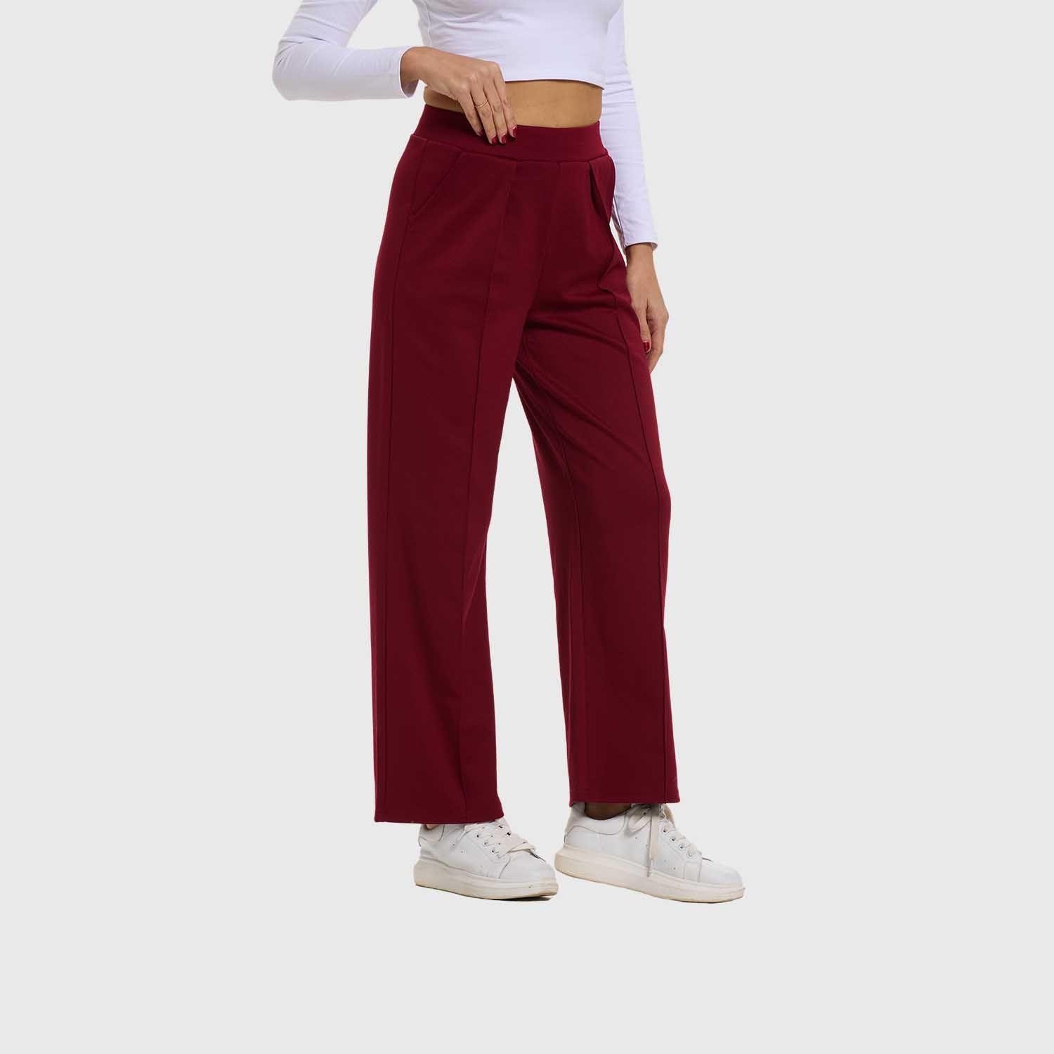 Pantalón Mujer Sastrero Pretina Rojo Oscuro Fashion's Park-1