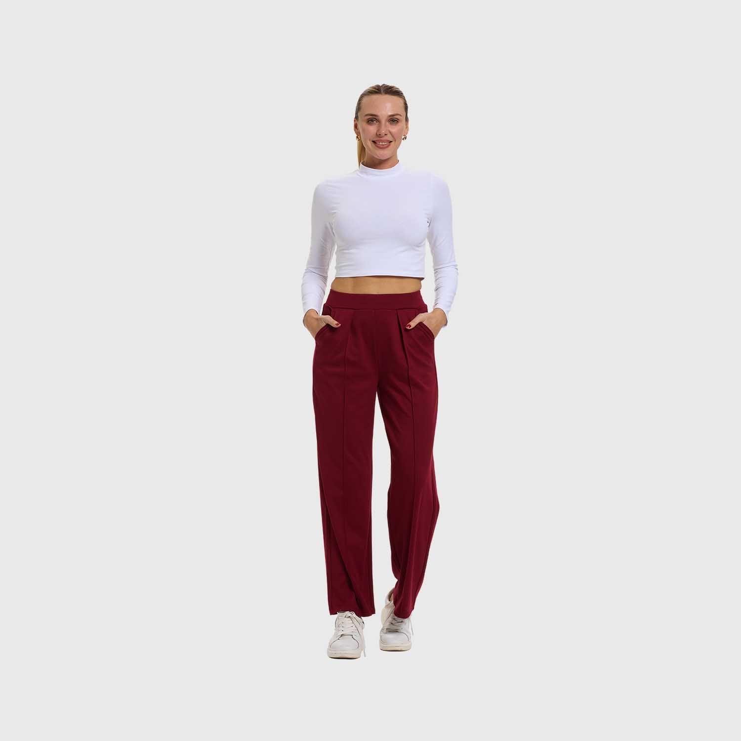 Pantalón Mujer Sastrero Pretina Rojo Oscuro Fashion's Park-3