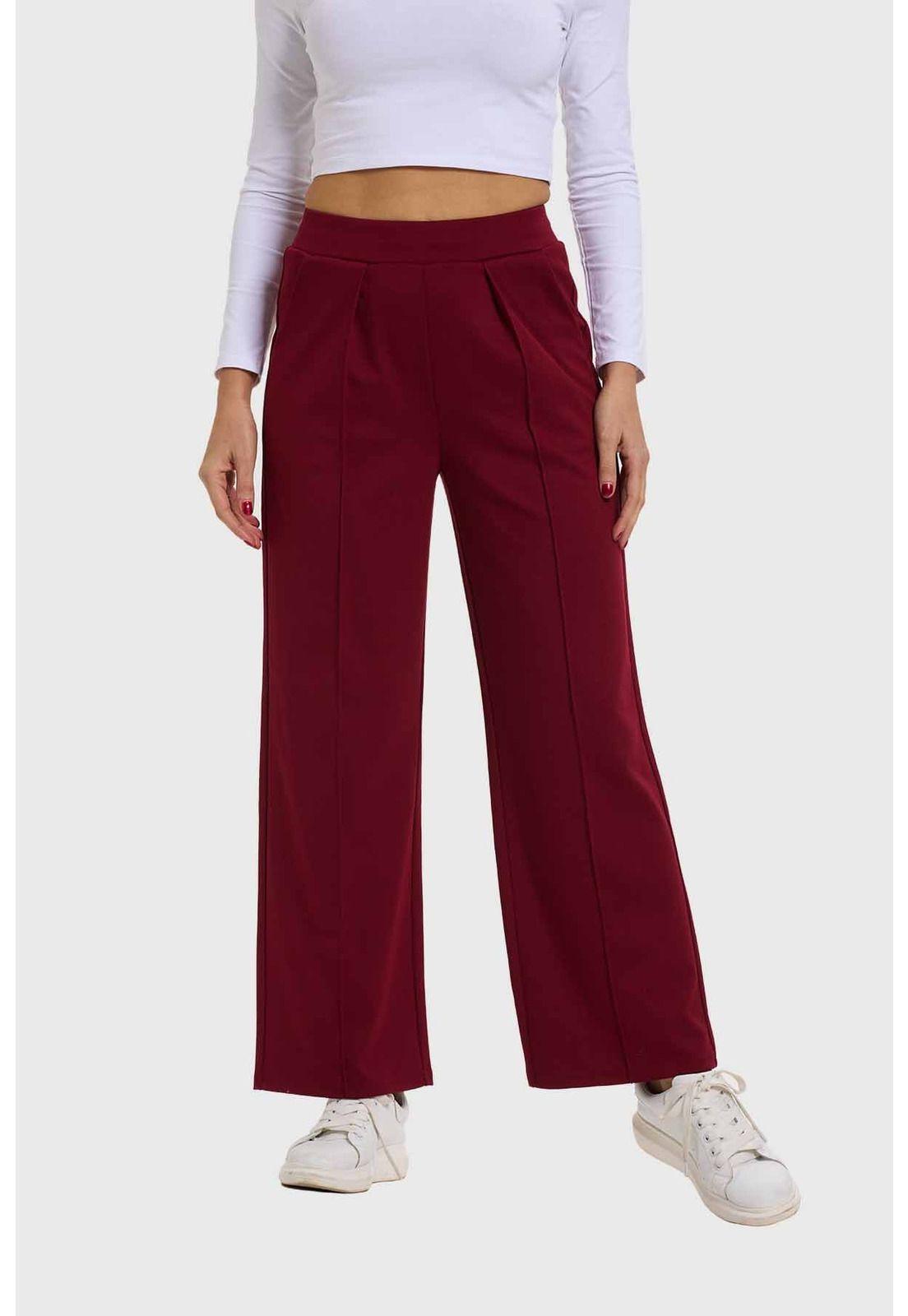 Pantalón Mujer Sastrero Pretina Rojo-0