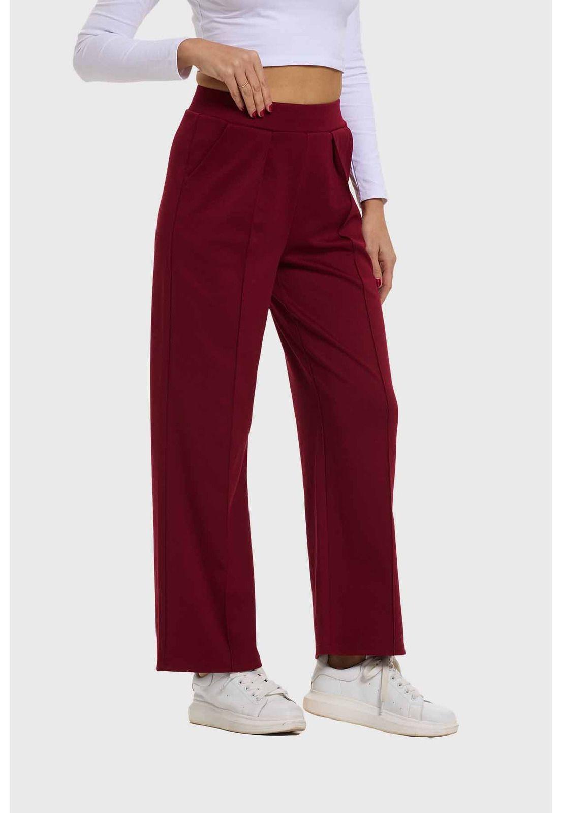 Pantalón Mujer Sastrero Pretina Rojo-1