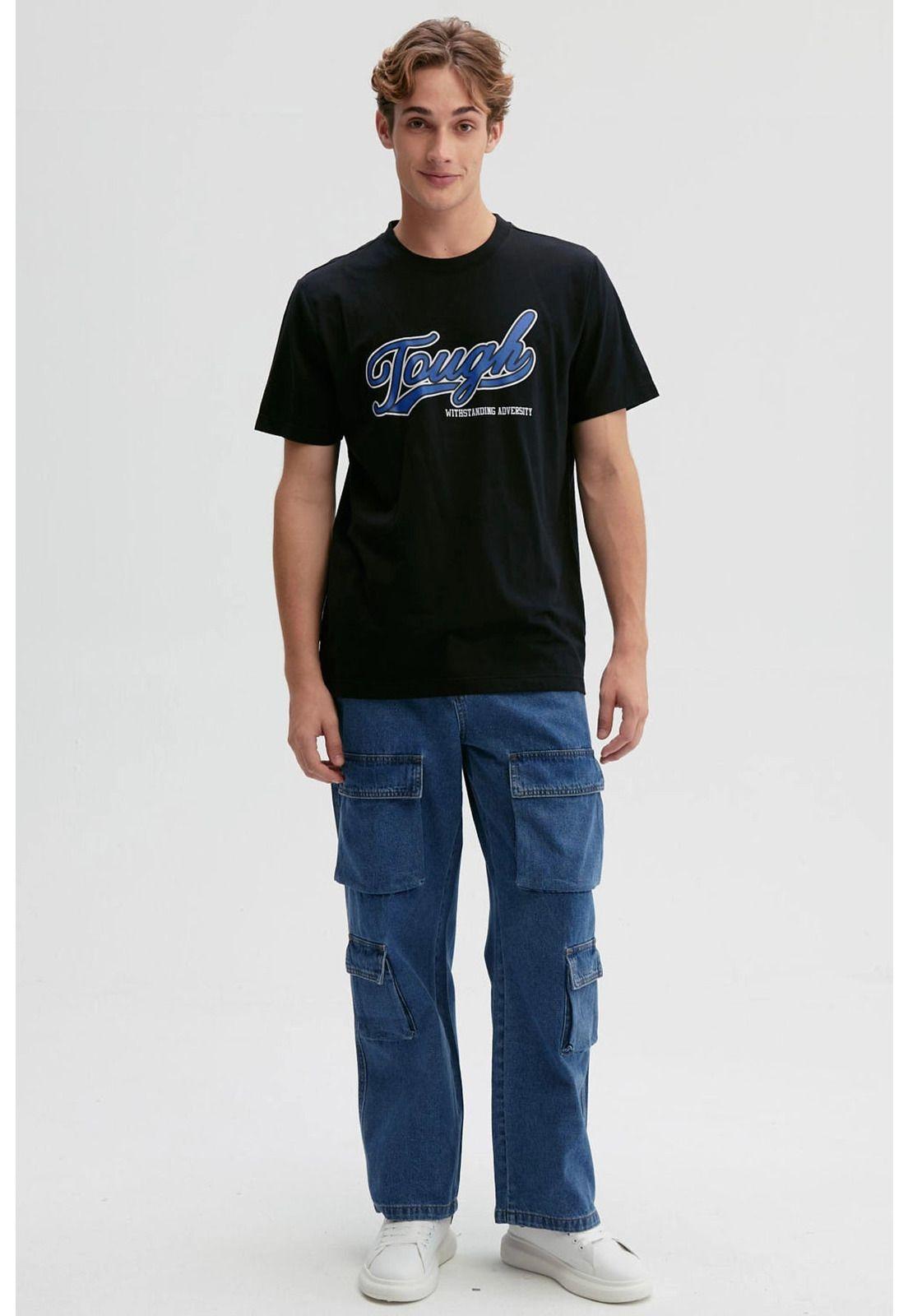 Polera Hombre Print Negro-3