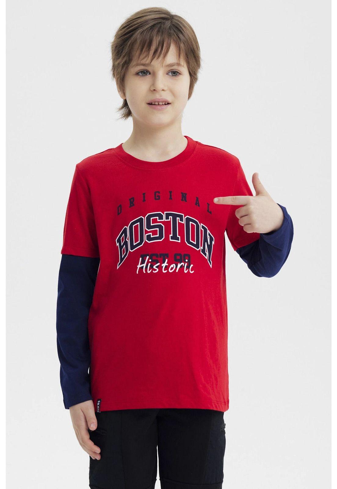 Polera Niño Básica Print Rojo - ll-0