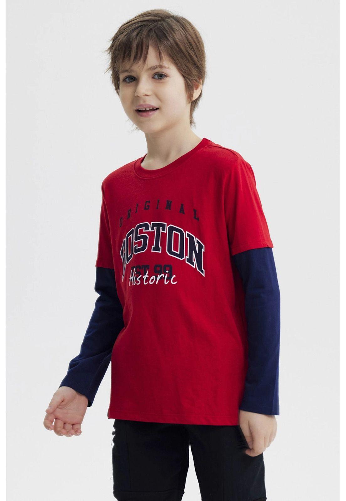 Polera Niño Básica Print Rojo - ll-1