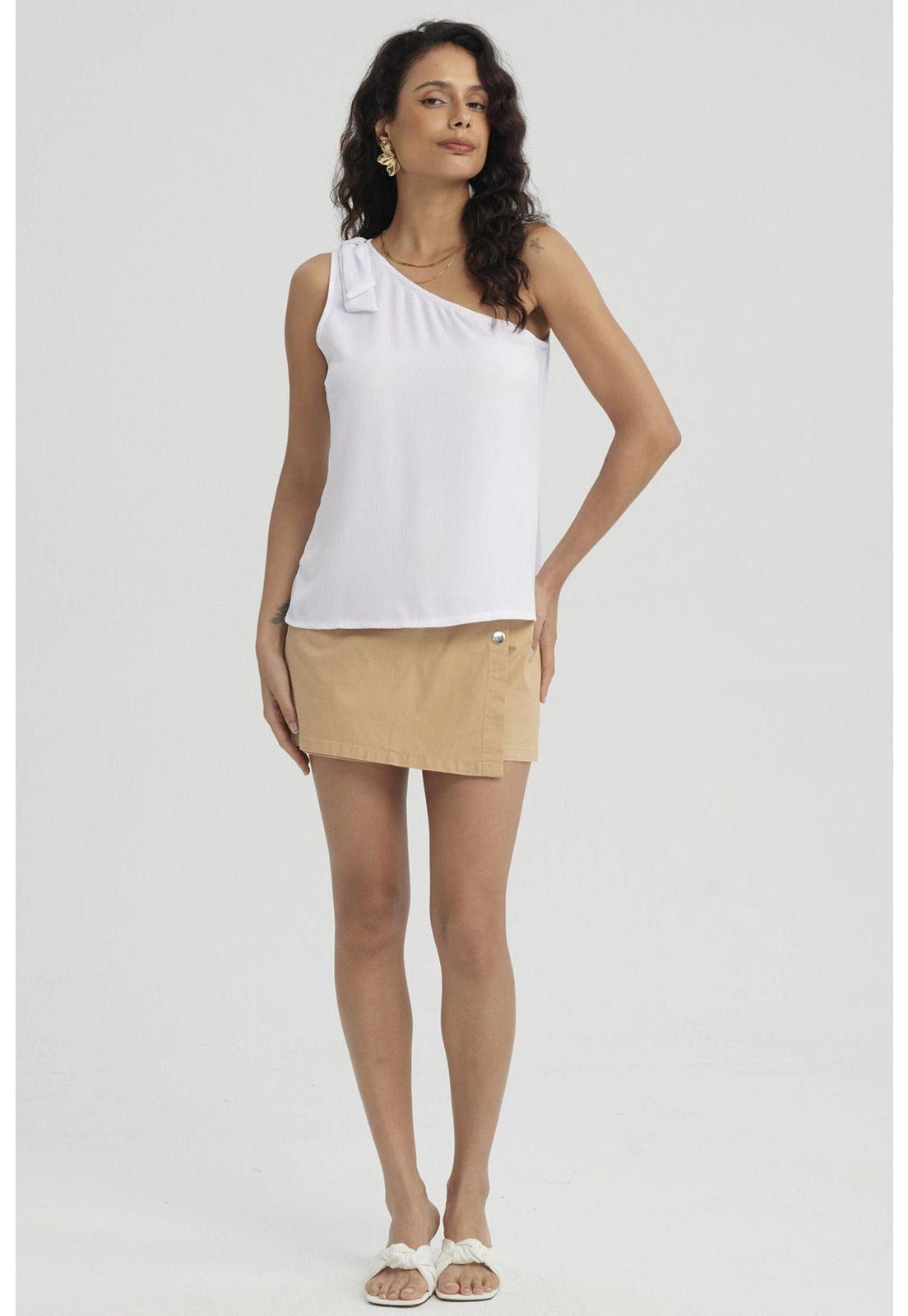 Blusa Mujer Hombro Asimétrico Blanco-2
