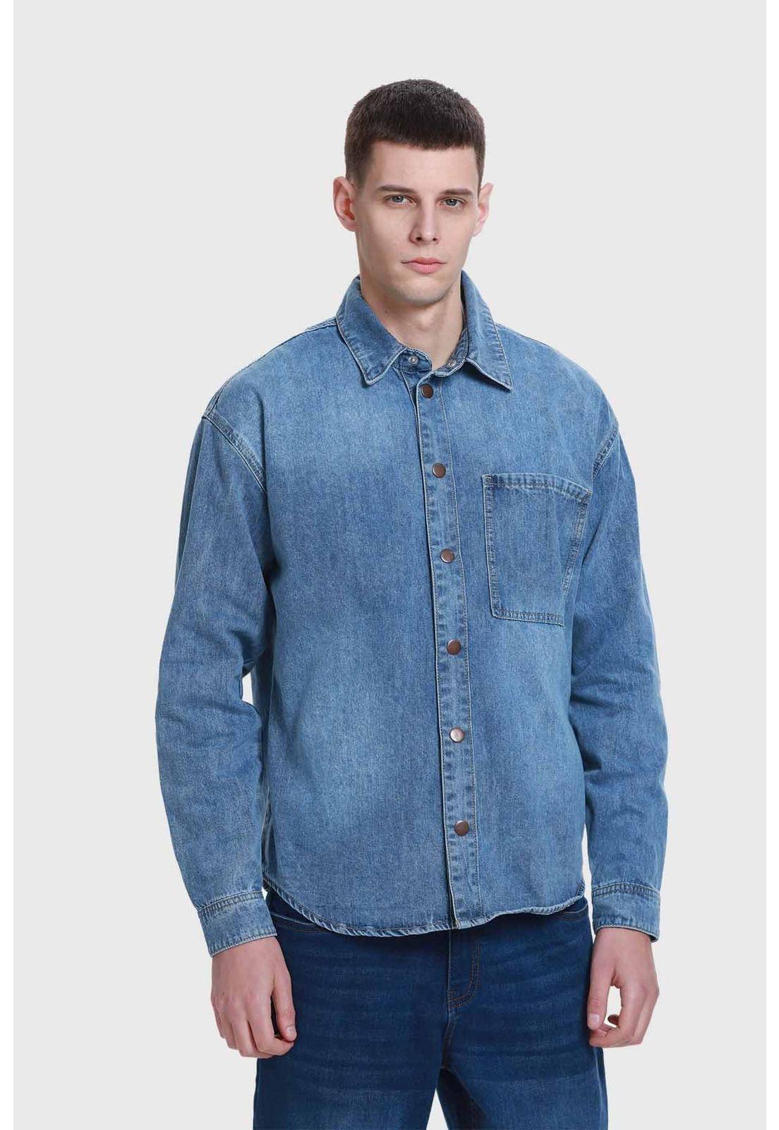 Camisa Hombre Mezclilla Azul-0