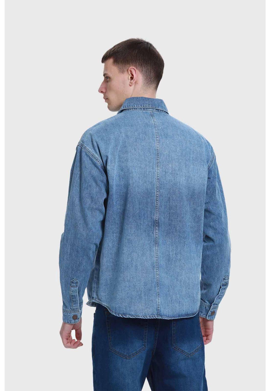 Camisa Hombre Mezclilla Azul-2