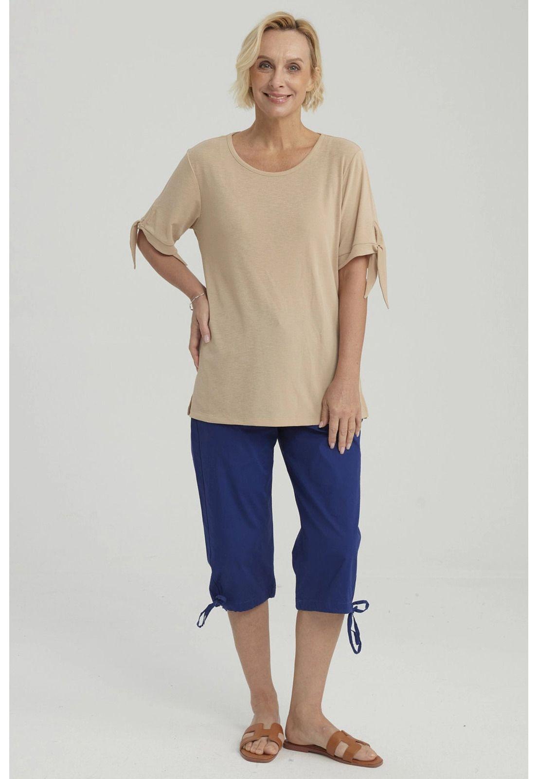 Polera Mujer Nudo En Mangas Beige-1