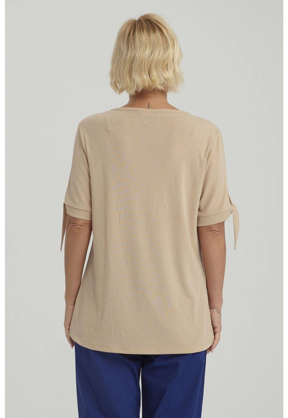 Polera Mujer Nudo En Mangas Beige-2