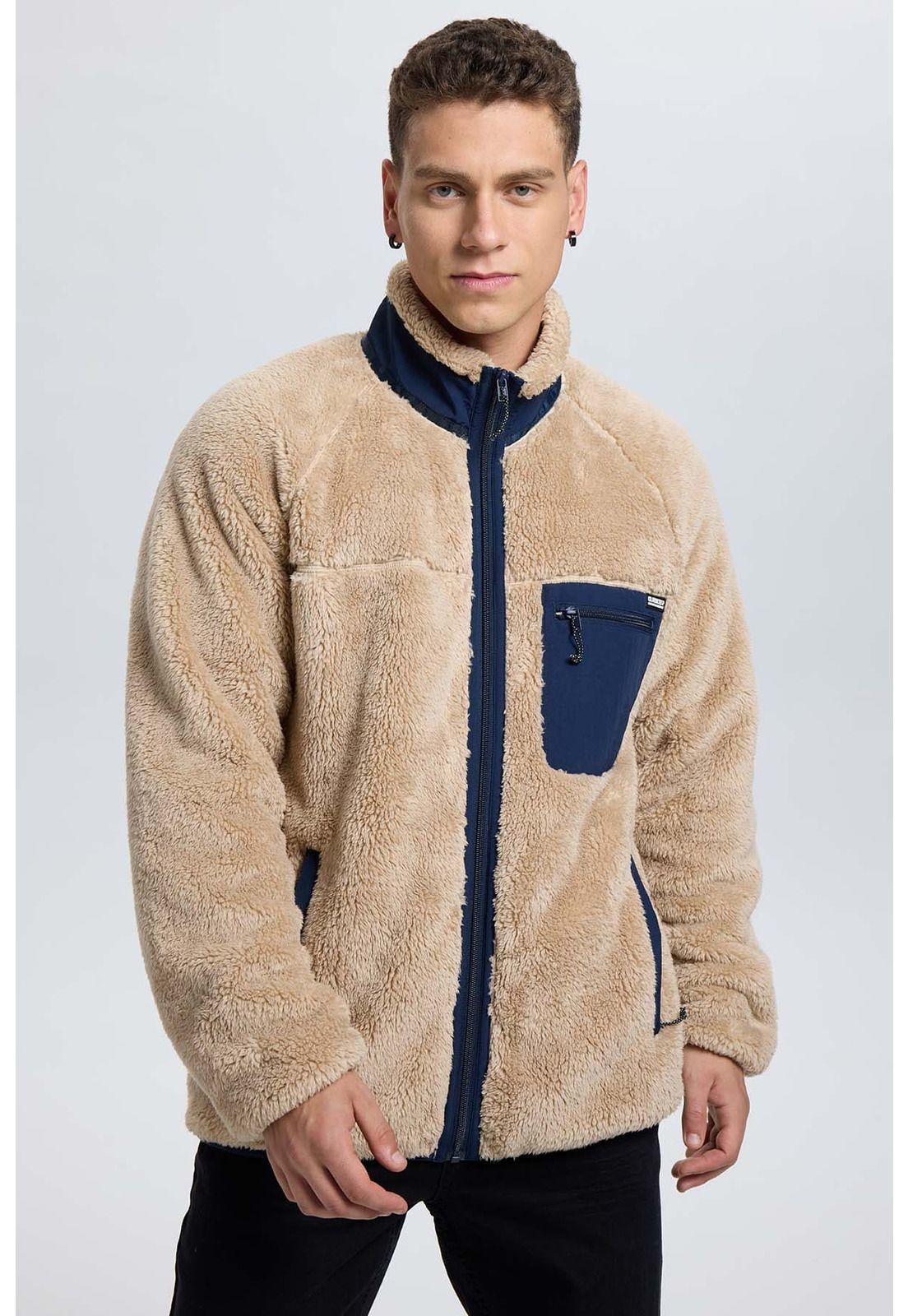 Polar Hombre Peludo Aplicación Taslán Beige-0