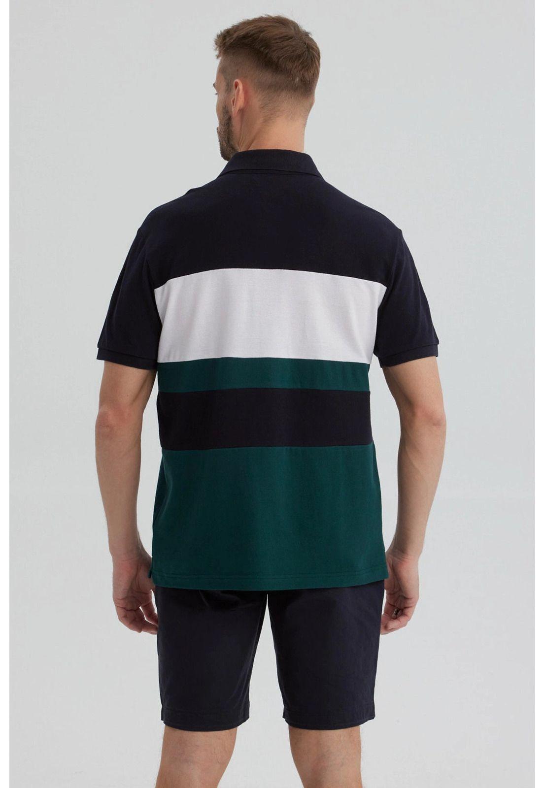 Polera Hombre Franjas Horizontales Verde-2