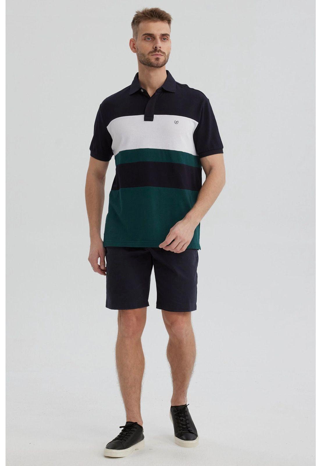 Polera Hombre Franjas Horizontales Verde-3