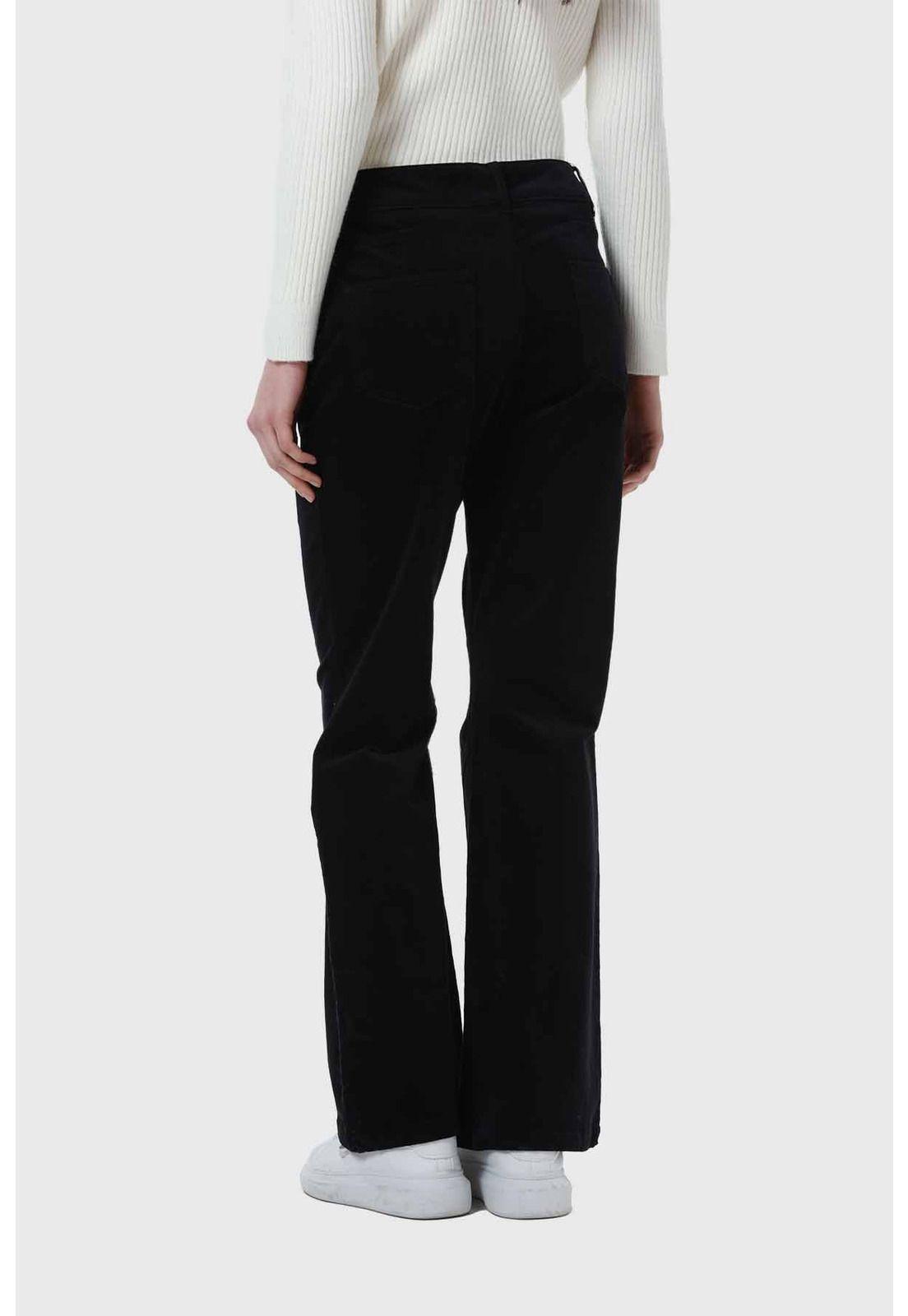 Pantalón Mujer Flare Push Cotelé Negro-2