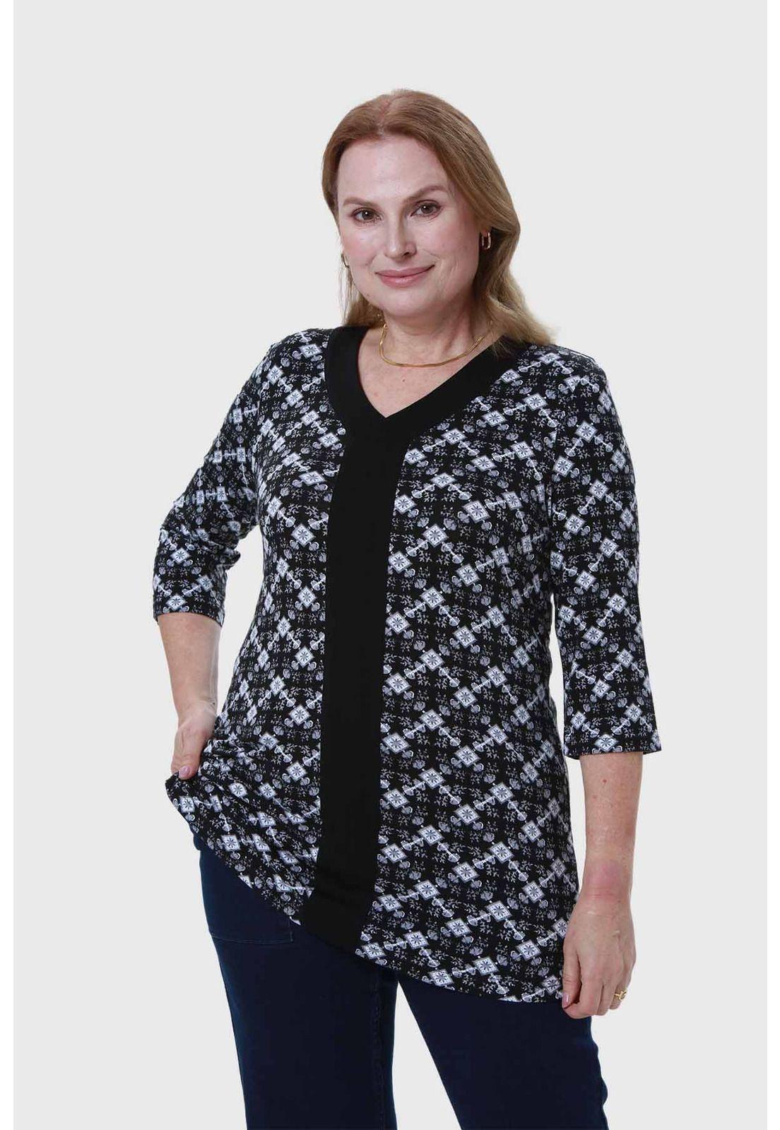 Polera Mujer Print Negro-0