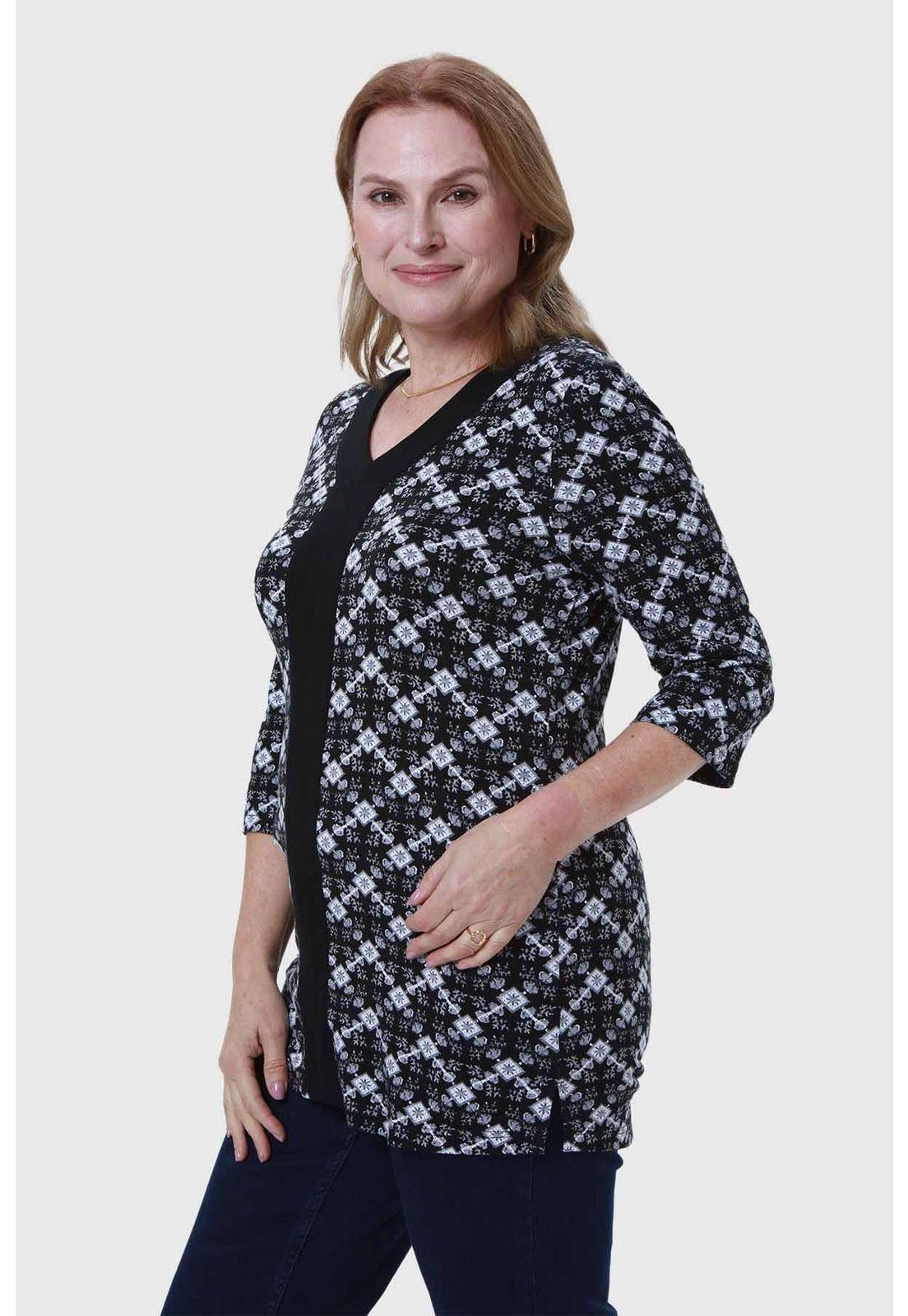 Polera Mujer Print Negro-1
