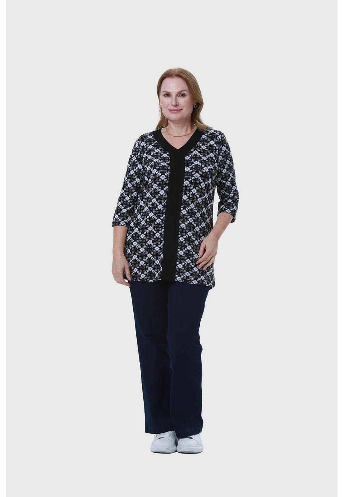 Polera Mujer Print Negro-3