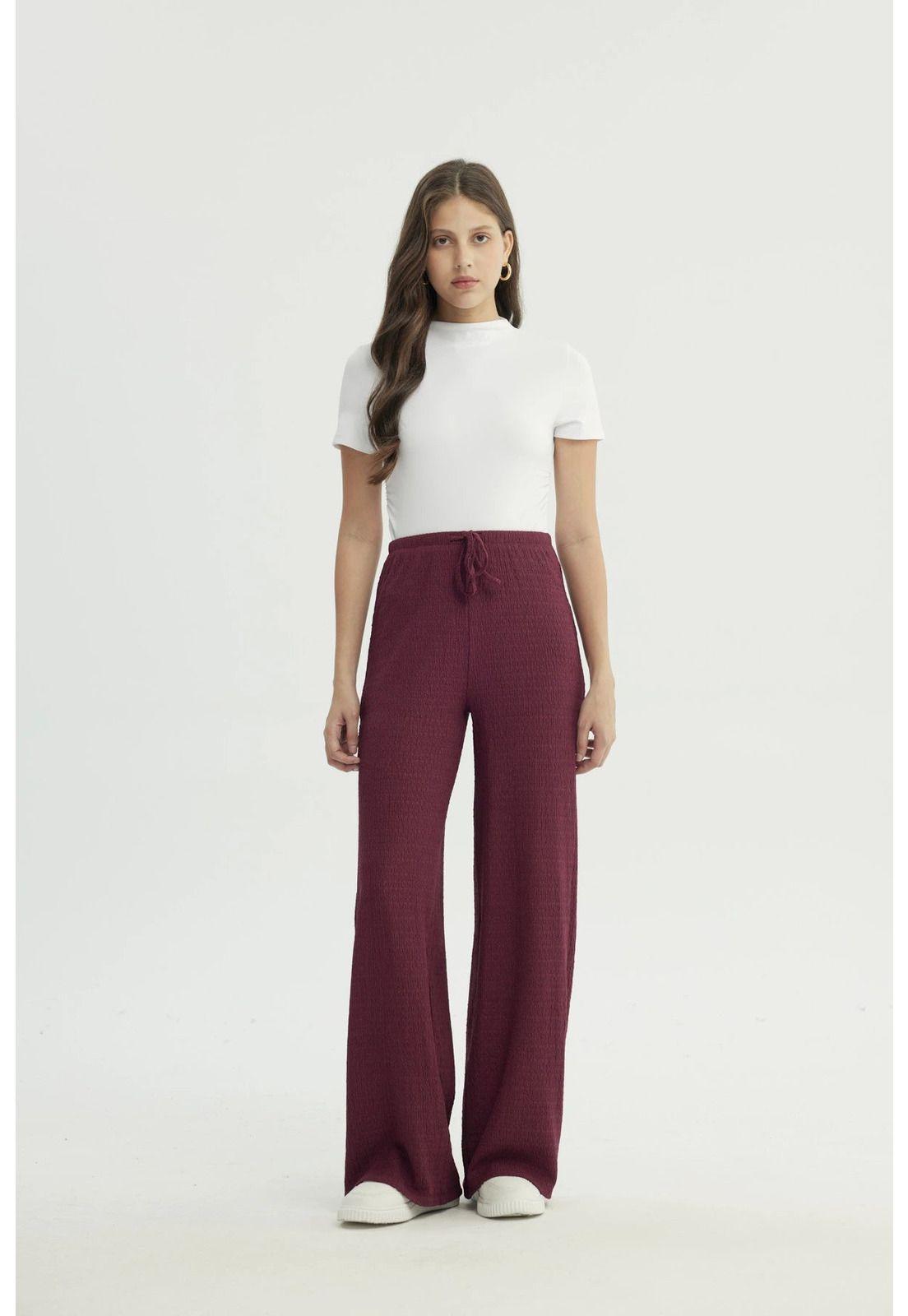 Pantalón Mujer Wide Leg Rojo - ll-3