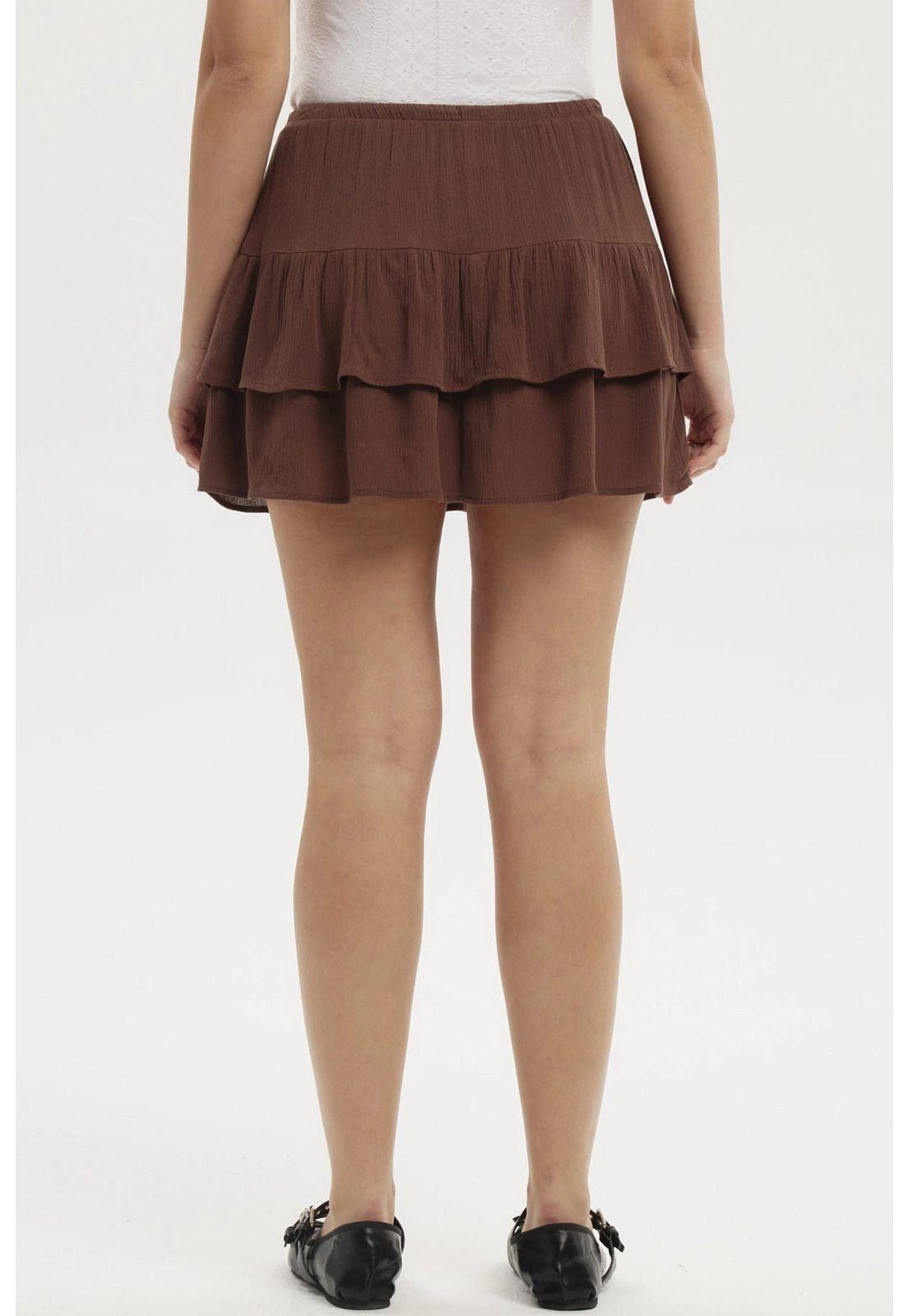 Falda Mujer Short Capas Café-2