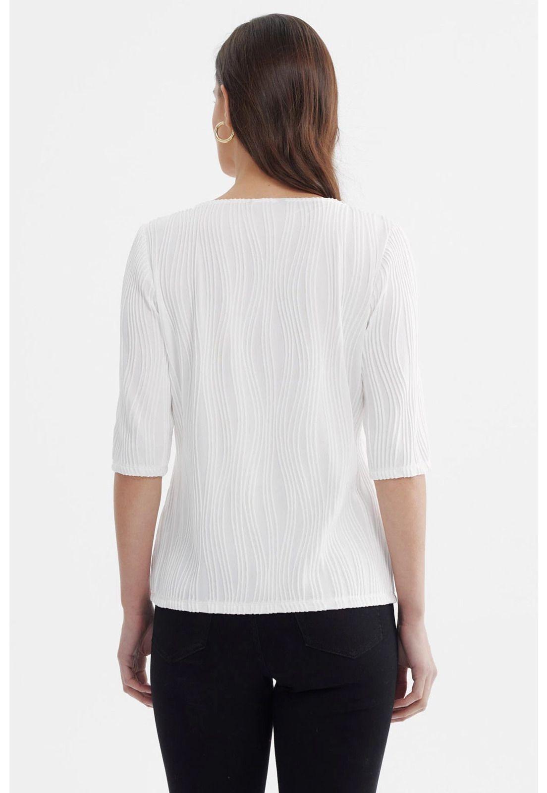 Polera Mujer Manga Al Codo Texturizada Crudo-2
