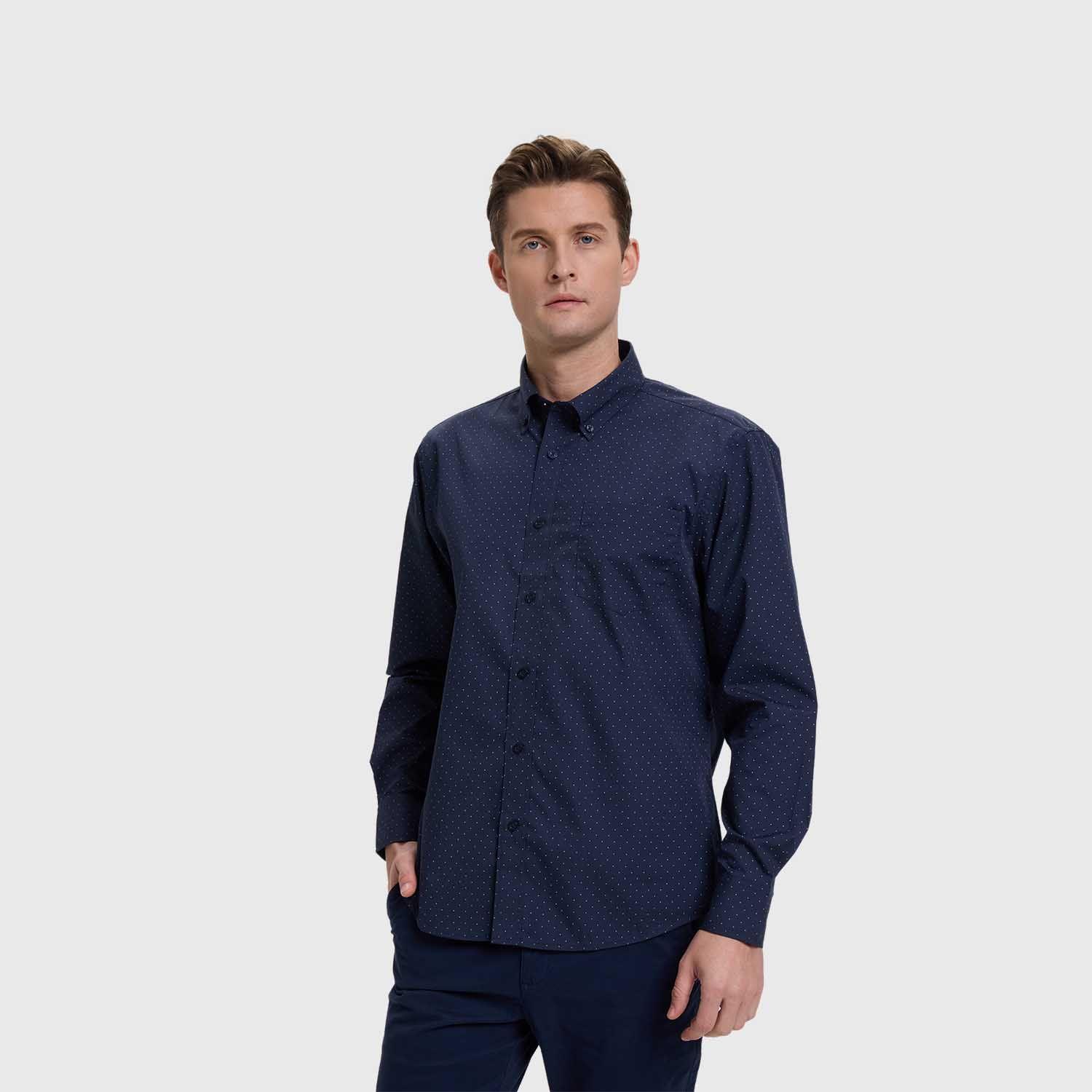 Camisa Hombre Mini Print Azul Marino Fashion's Park-1