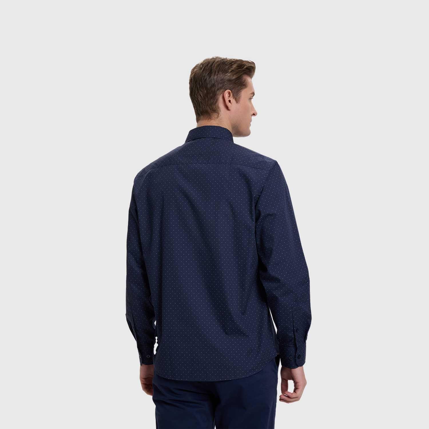 Camisa Hombre Mini Print Azul Marino Fashion's Park-2