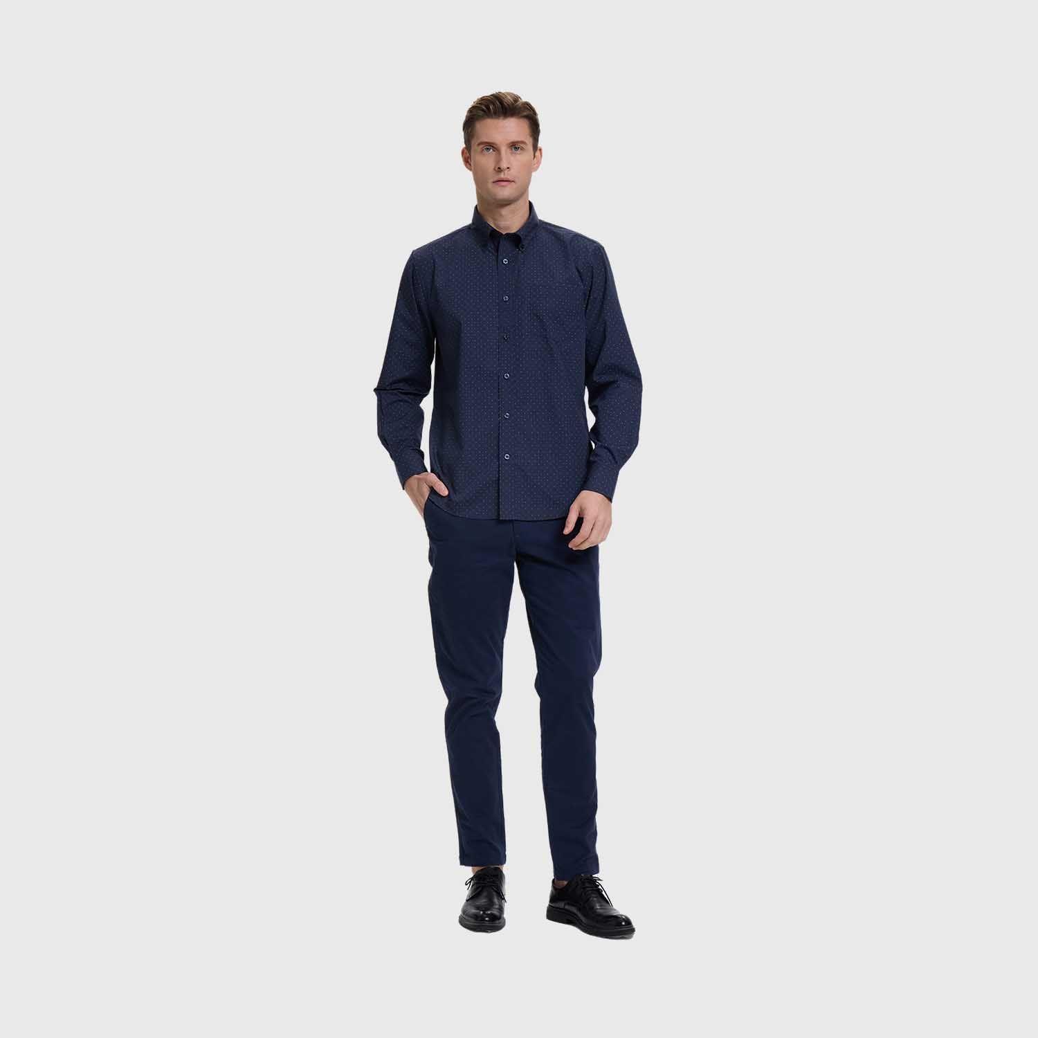Camisa Hombre Mini Print Azul Marino Fashion's Park-3