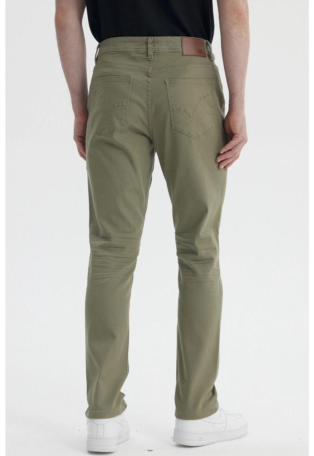 Jeans Hombre Slim Color Verde Militar - ll-2