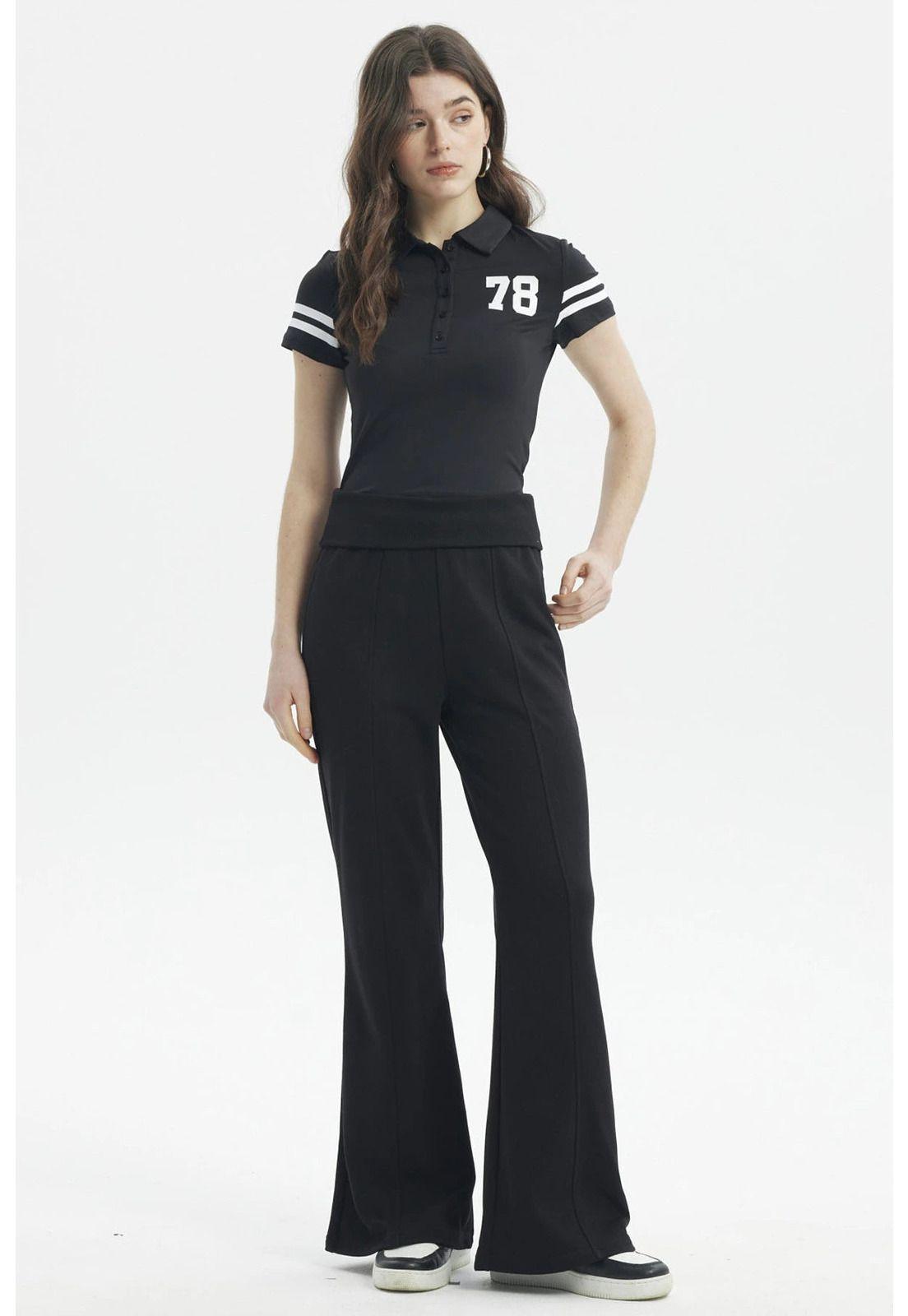 Pantalón Buzo Mujer Flare Negro-3