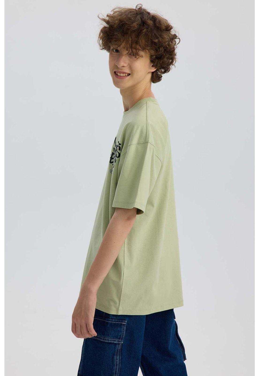 Polera Niño Con Print Verde Claro-2