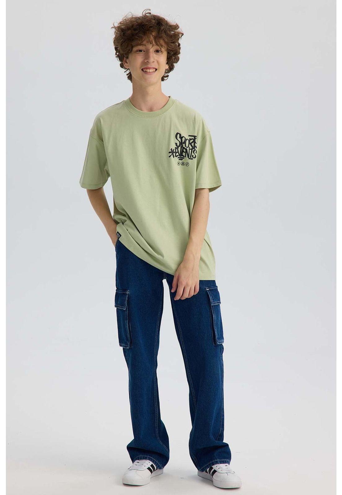 Polera Niño Con Print Verde Claro-3