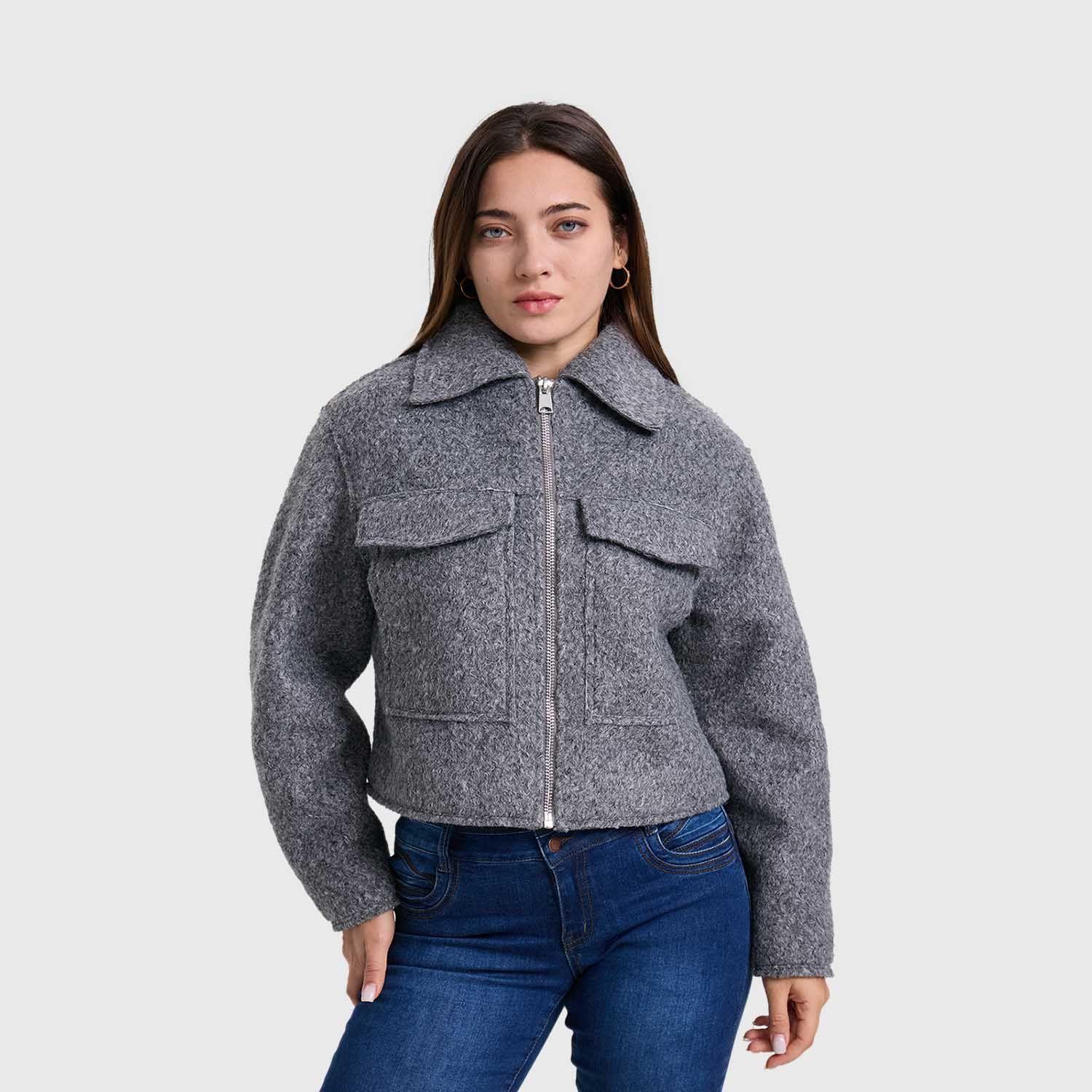 Chaqueta Mujer Paño Gris Melange Fashion´s Park-1