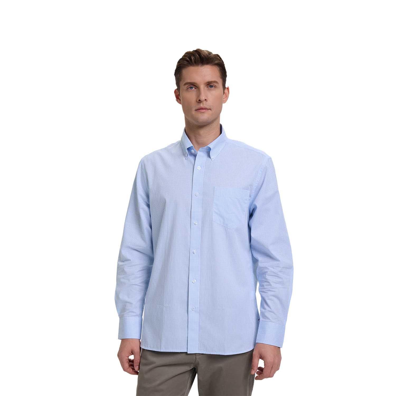 Camisa Hombre Cuadros Premium Celeste Fashion's Park-0