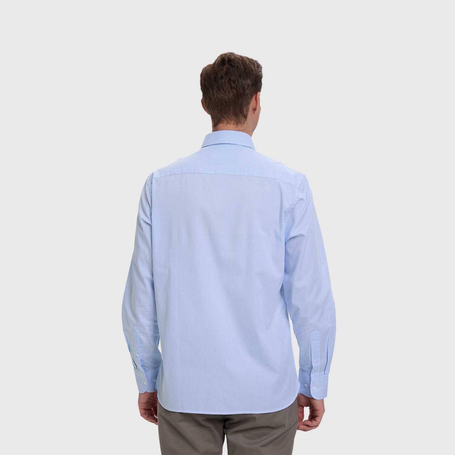 Camisa Hombre Cuadros Premium Celeste Fashion's Park-2