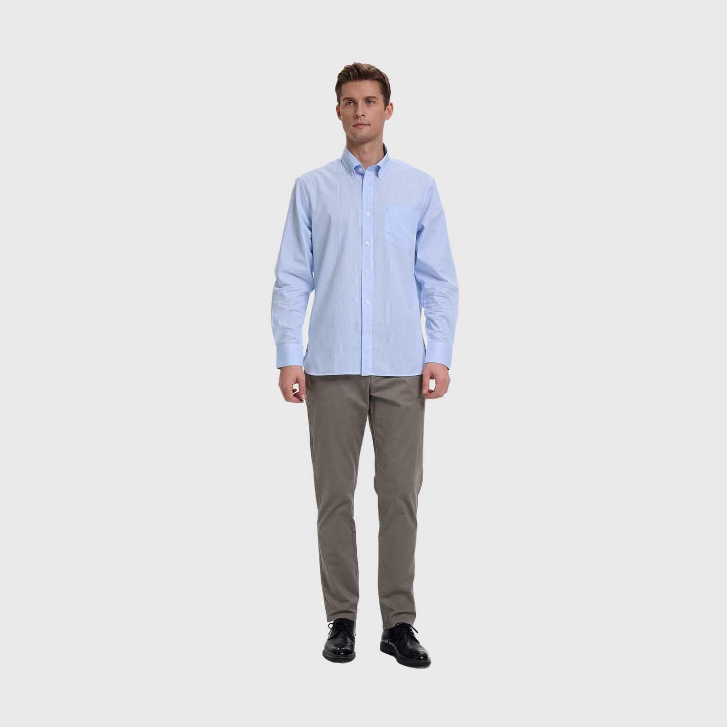 Camisa Hombre Cuadros Premium Celeste Fashion's Park-3