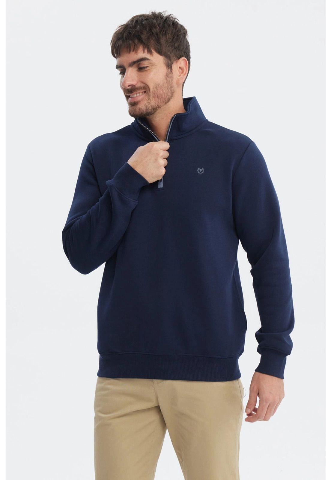 Polerón Hombre Slim Half Zipper Azul Marino-1