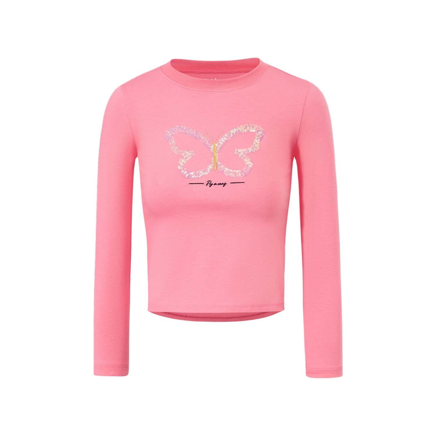Polera Niña Con Aplicación Tul Rosado Fashion's Park-0