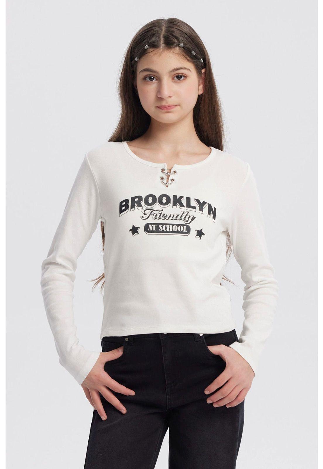 Polera Niña Cuello Redondo Blanco-0