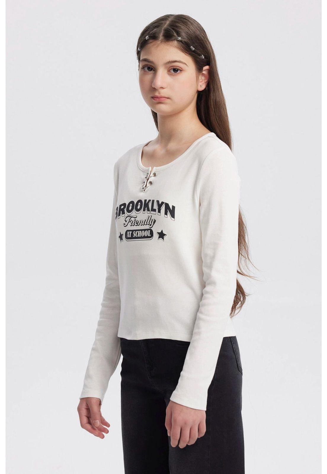 Polera Niña Cuello Redondo Blanco-1