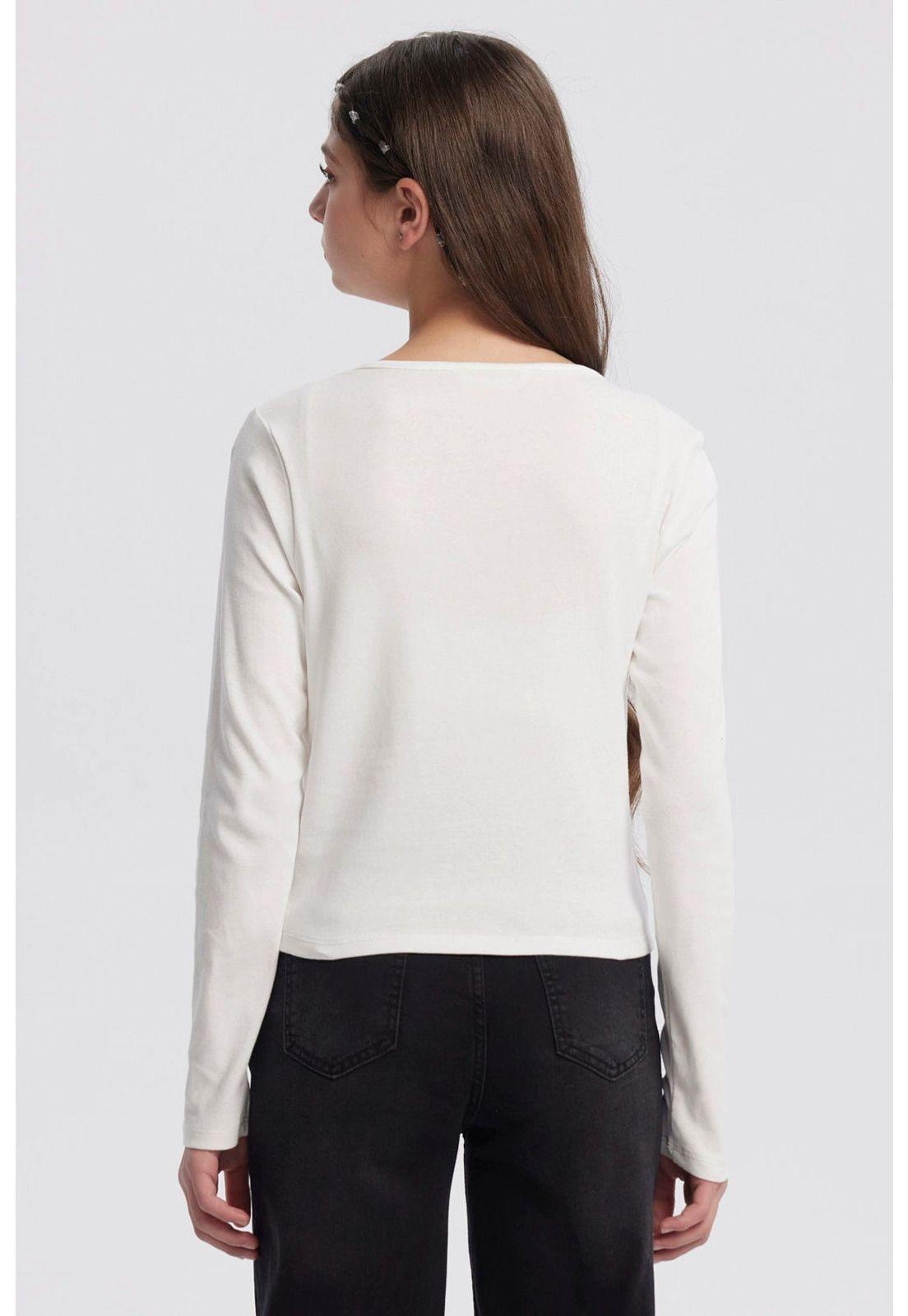 Polera Niña Cuello Redondo Blanco-2