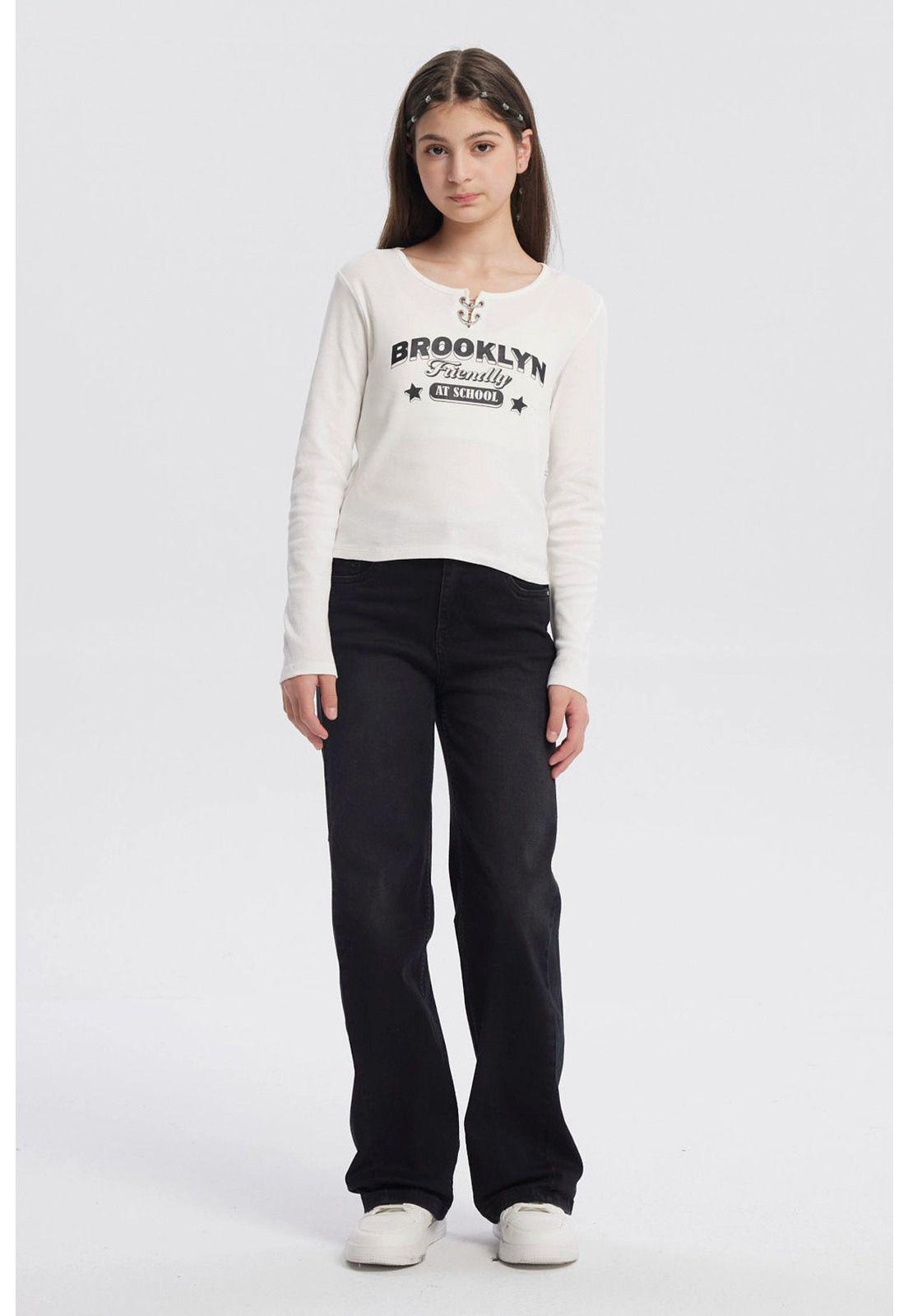 Polera Niña Cuello Redondo Blanco-3