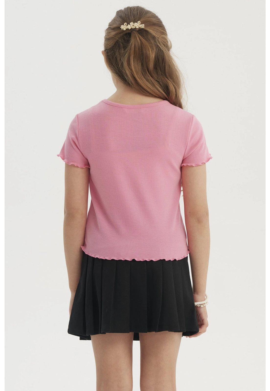 Polera Niña Rib Print Bordado Rosado-2