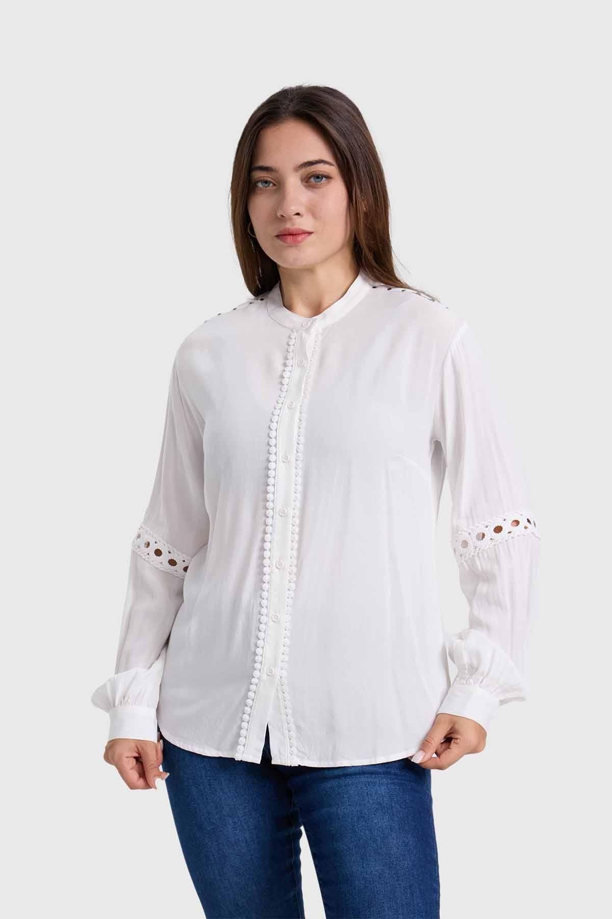 Blusa Mujer Macramé Crudo-0