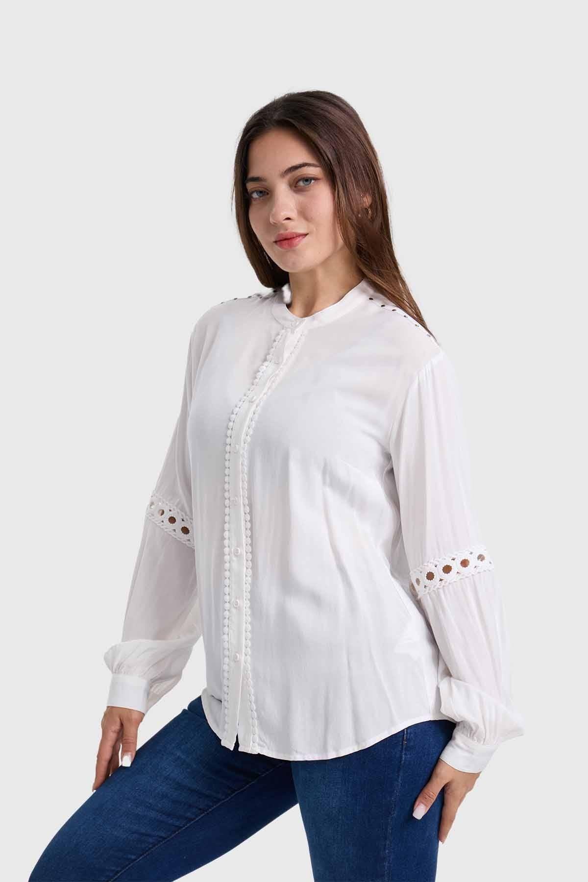 Blusa Mujer Macramé Crudo-1